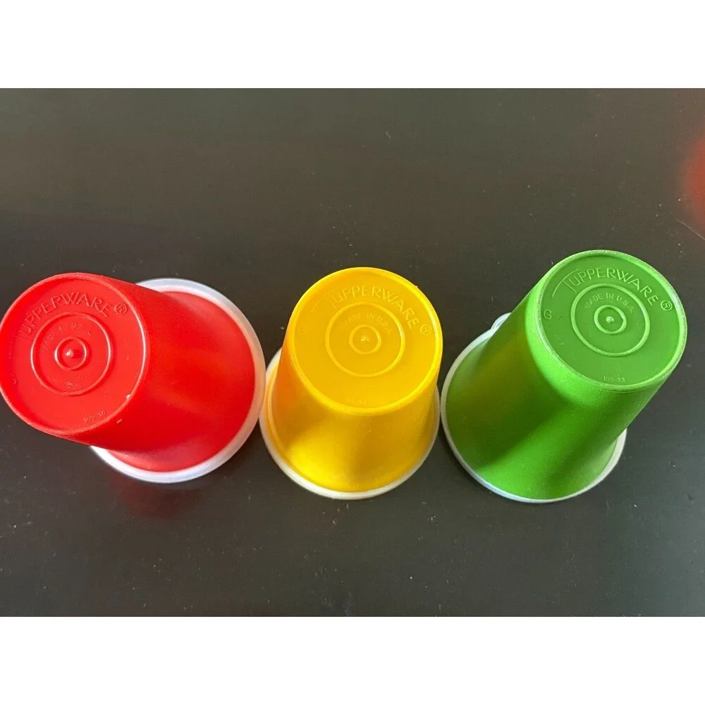 Vintage Tupperware Kids Cup Lot Kit Kups Bell Tumblers Snack Cups w Lids
